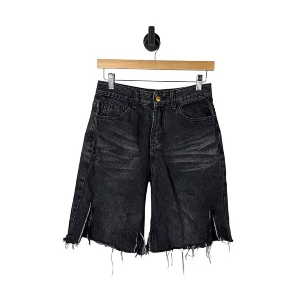 Aelfric Eden Unisex Denim Distressed Baggy Jorts in Black Size 28